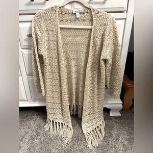 Tan Open Front Boho Sweater